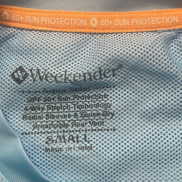 Weekender Rash guard performance athletic top aqua solar short sleeve sky blue S - Picture 6 of 10